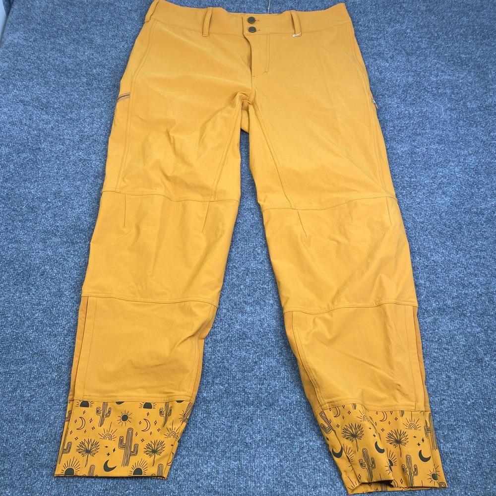 Wild Rye Freya MTB Pants Mustard Yellow Desert Print Cuffs Women 16 MTB Bike